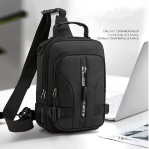 Men Multifunction Patent Nylon Chest Bag Waterproof