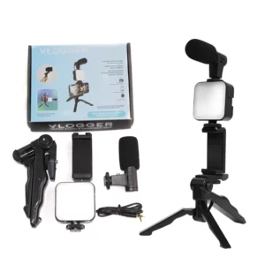 Vlogging kit With tripod and Microphone and Phone holder