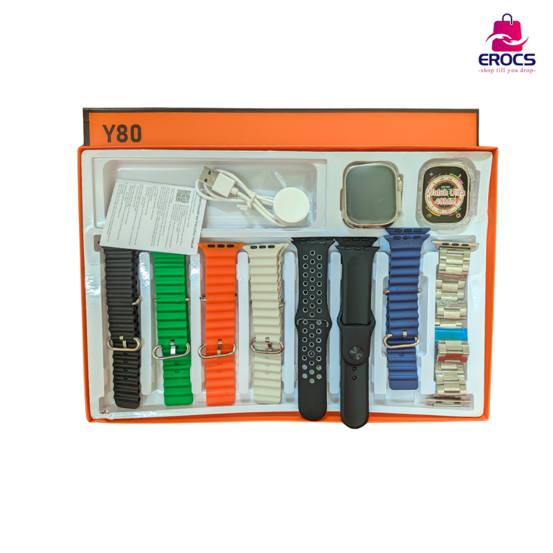 SmartWatch price in bd, Y80 ULTRA SMART WATCH WITH 8 PCS STRAP