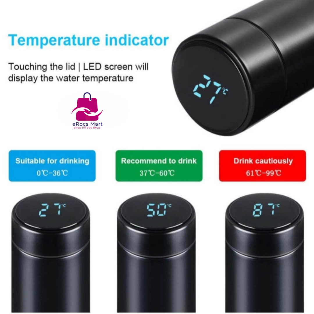 Smart LED Temperature Bottle – 500ml Hot & Cold Stainless Steel Flask
