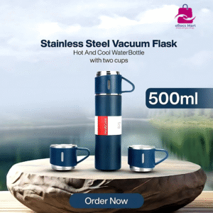 Steel Vacuum Flask Set with 3 Cups – 500ml Double-Layer Stainless Steel Thermos